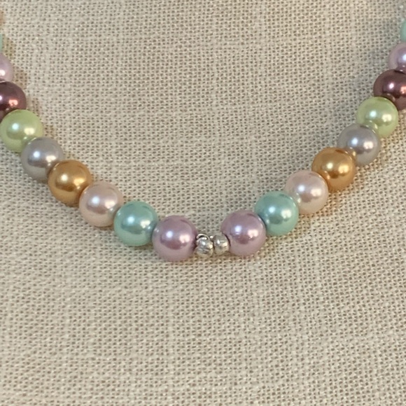 VTG Costume Multicolor 10mm Pearl Strand Necklace - Picture 3 of 3